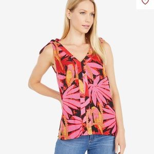 JCrew, Bruna Hawaiian floral print, tie shoulder summer blouse